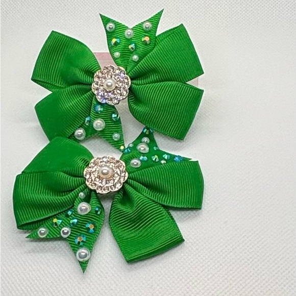 Charming Floral Kids Hair Bow - Blue and Pink - Picture 8 of 11